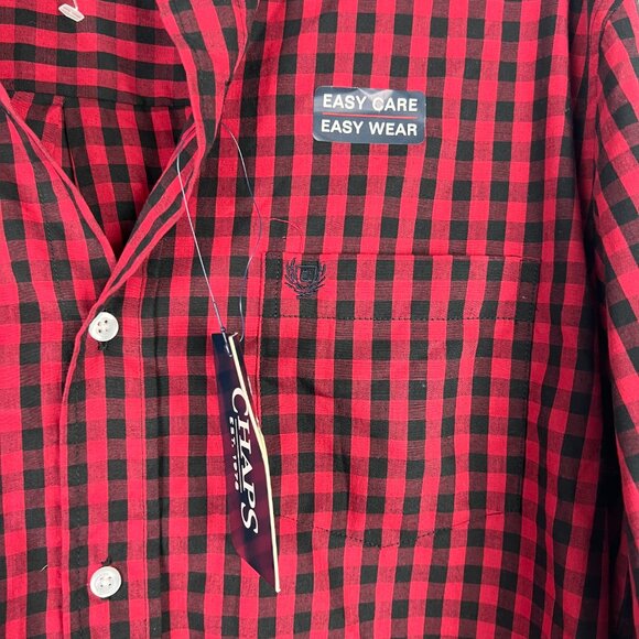 NWT Chaps Easy Care Buffalo Check Plaid Buttondown Shirt Red Black Size Large L - Picture 4 of 11